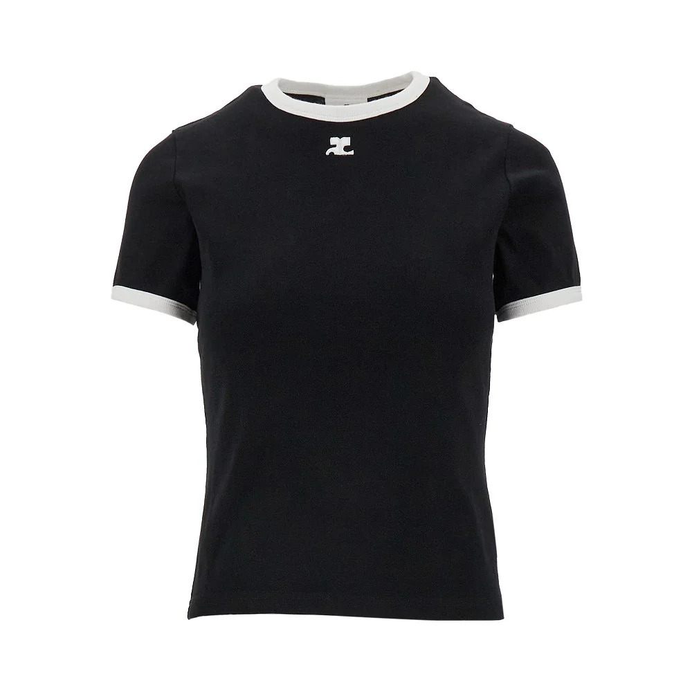 Courreges Cotton T-Shirt With Contrasting Trims